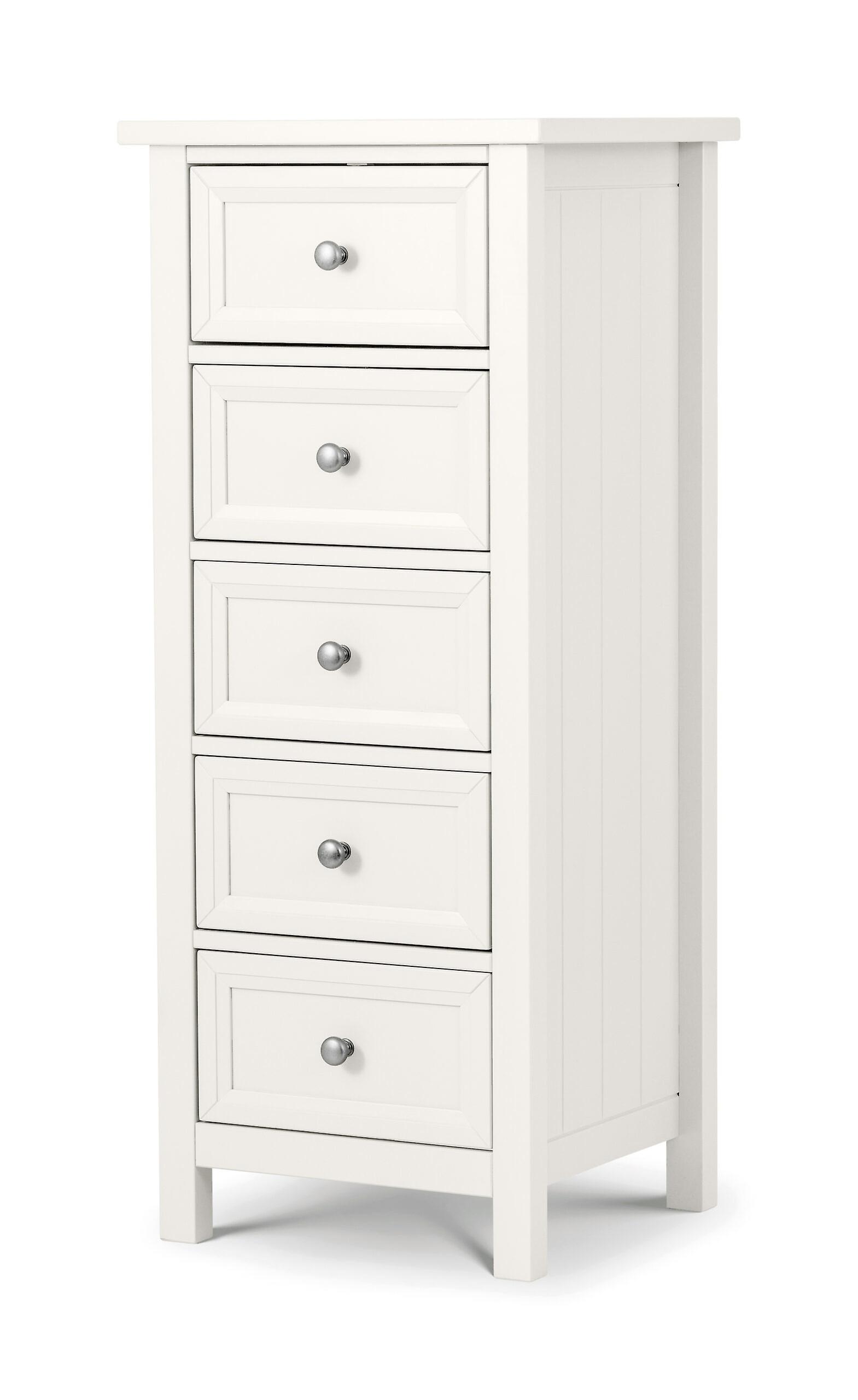 Marine 5 Drawer Tall Chest - Surf White