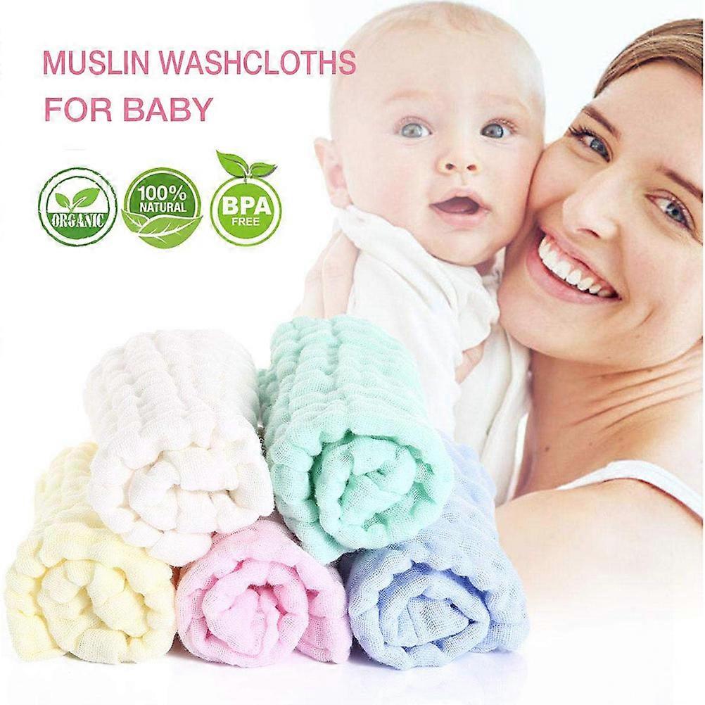 10PCS Baby Muslin Cotton Wipes Μαλακές Πετσέτες 30x30cm Επαναχρησιμοποιήσιμες