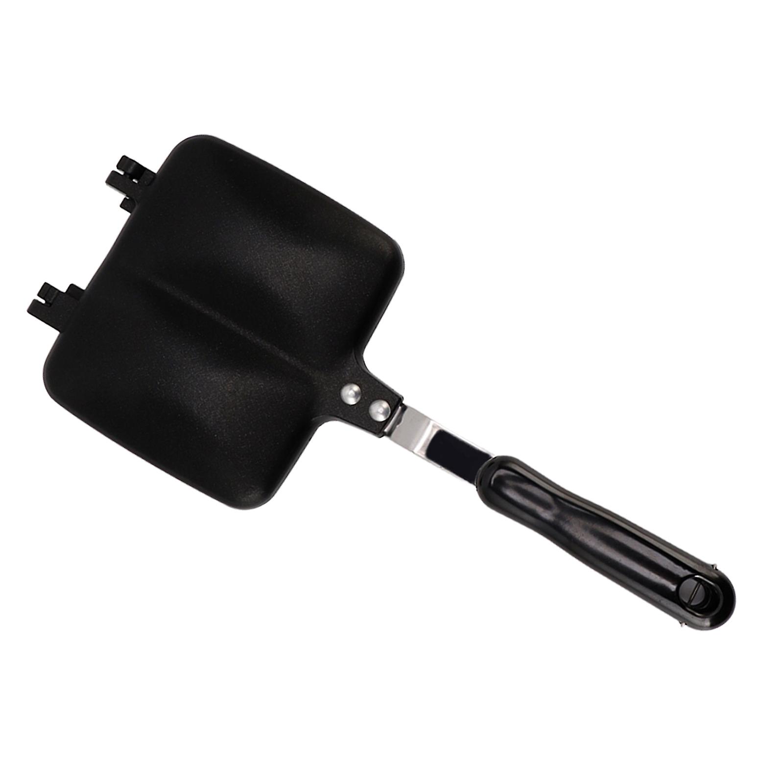 Double Sided Frying Pan Food Grade Prevent Sticking Fast Heating Sandwich Maker Flip Grill Pan with Hook for Home Bread