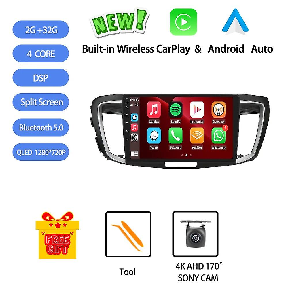 Android 13 For Honda Accord 9 2013-2017 Car Radio Stereo Multimedia Video Player Navigation Gps Wireless Carplay Rds Dsp Qled