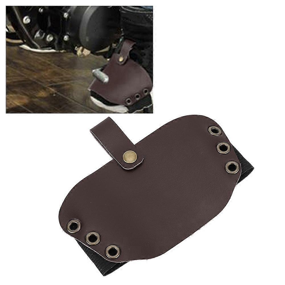 PU Material Motorcycle Shift Guard Shoe Protector Cover in Brown