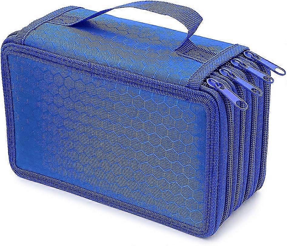 Large Multi-layer School Pencil Case,Box for 72 Colouring Pencils Organiser (Blue) (Pencils Not Included)