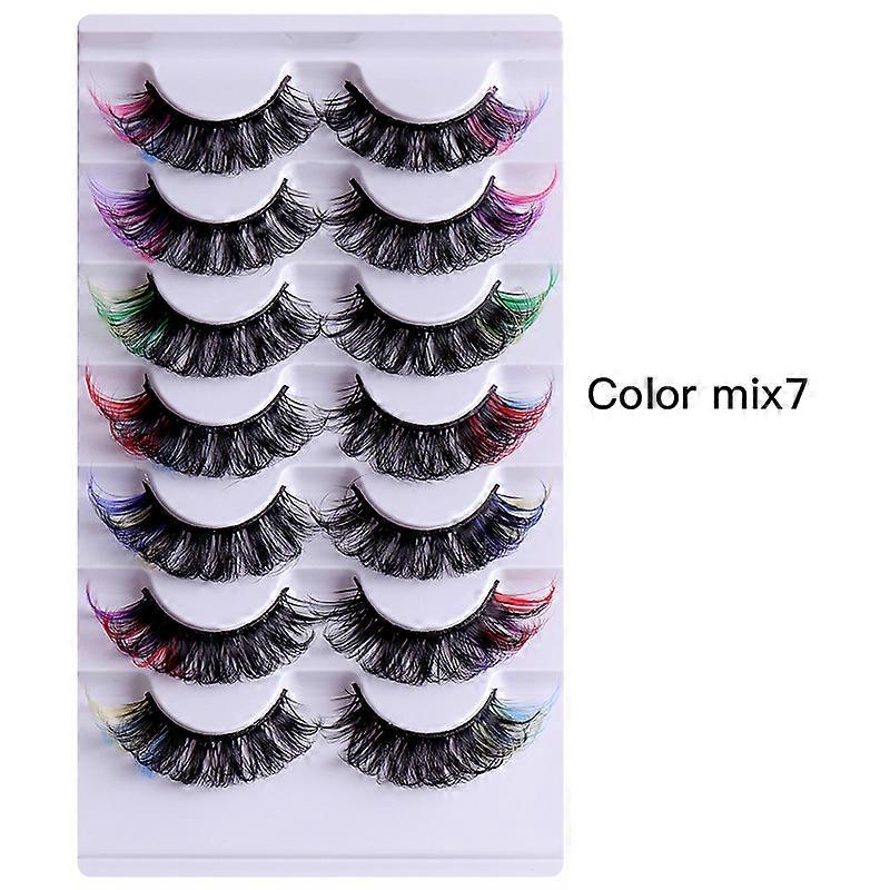 Colourful and dense false eyelashes (7 colours) Natural 3D lashes Cat