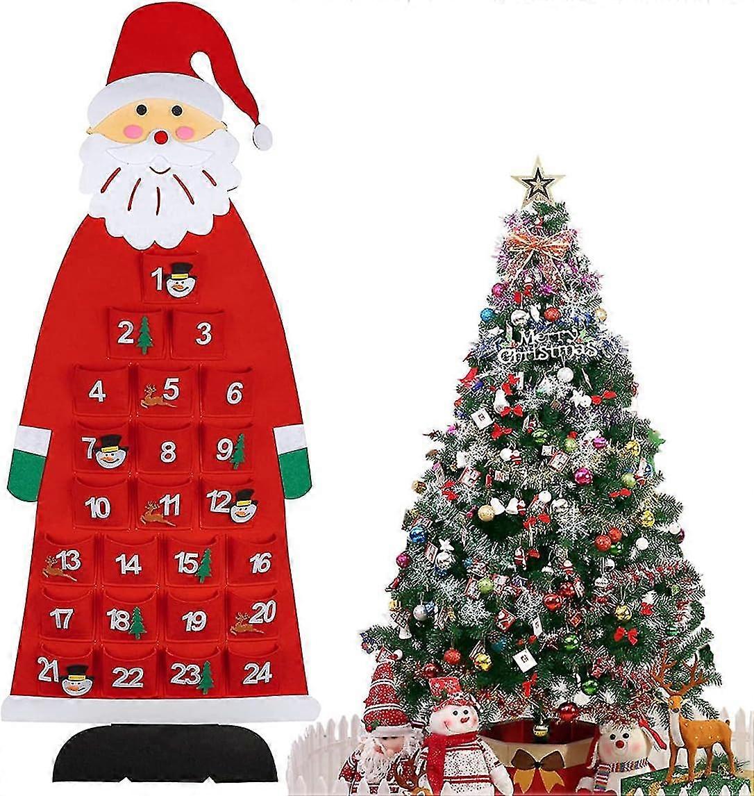 Felt Santa Advent Calendar, Fillable Advent Calendar For Kids, Fabric Advent Calendar (red)