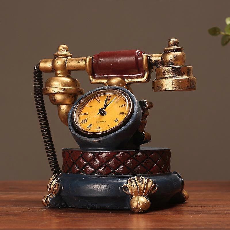 Creative retro telephone model table clock 3d retro children's alarm clock