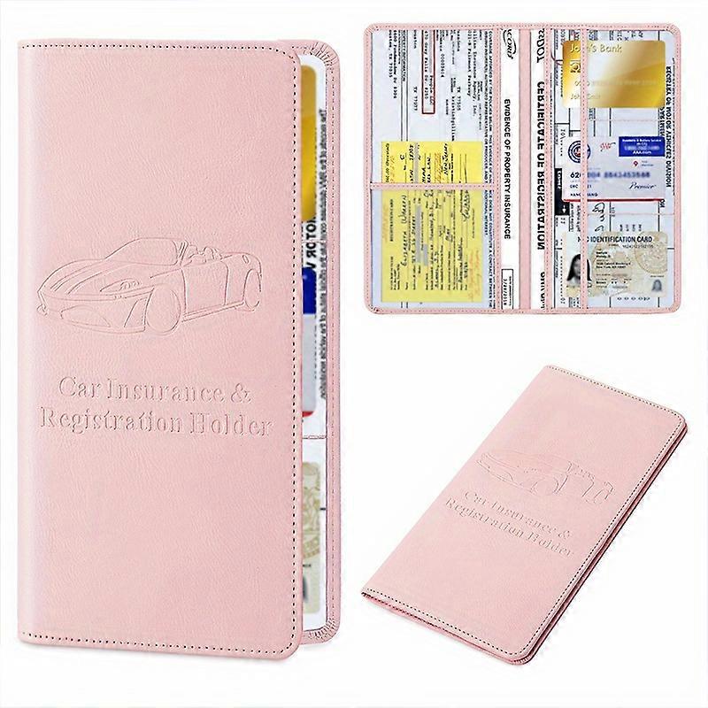 Car Registration & Insurance Card Holder For Women And Men, Auto Glove Box Organizer Document Wallet Faux Leather Manual Folder