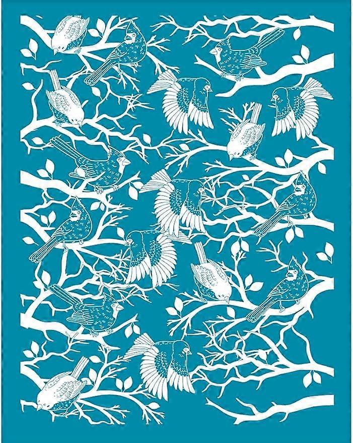 4x5 Inch Birds Clay Stencils Tree Branch Silk Screen for Polymer Clay Birds in Trees Silk Screen Stencils Mesh Transfer Stencils for Polymer Clay Jewe