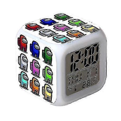 Shxx Space Werewolf Kill 7 Color Variable Digital Alarm Clock With Time, Temperature, Alarm, Date A906-1796