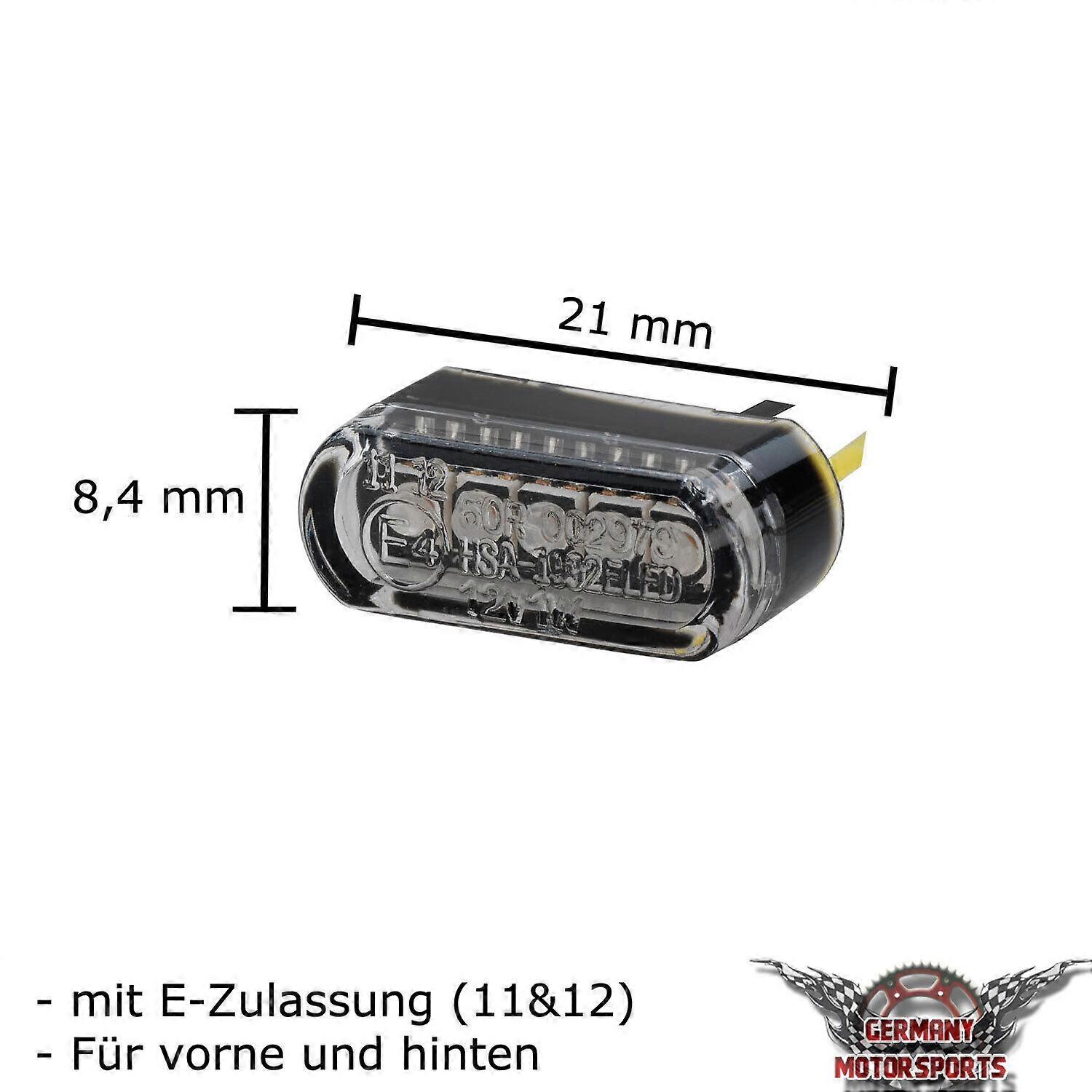Motorrad LED Mini Micro Blinker klar transparent e~geprft vorn + hinten univers NO.86790