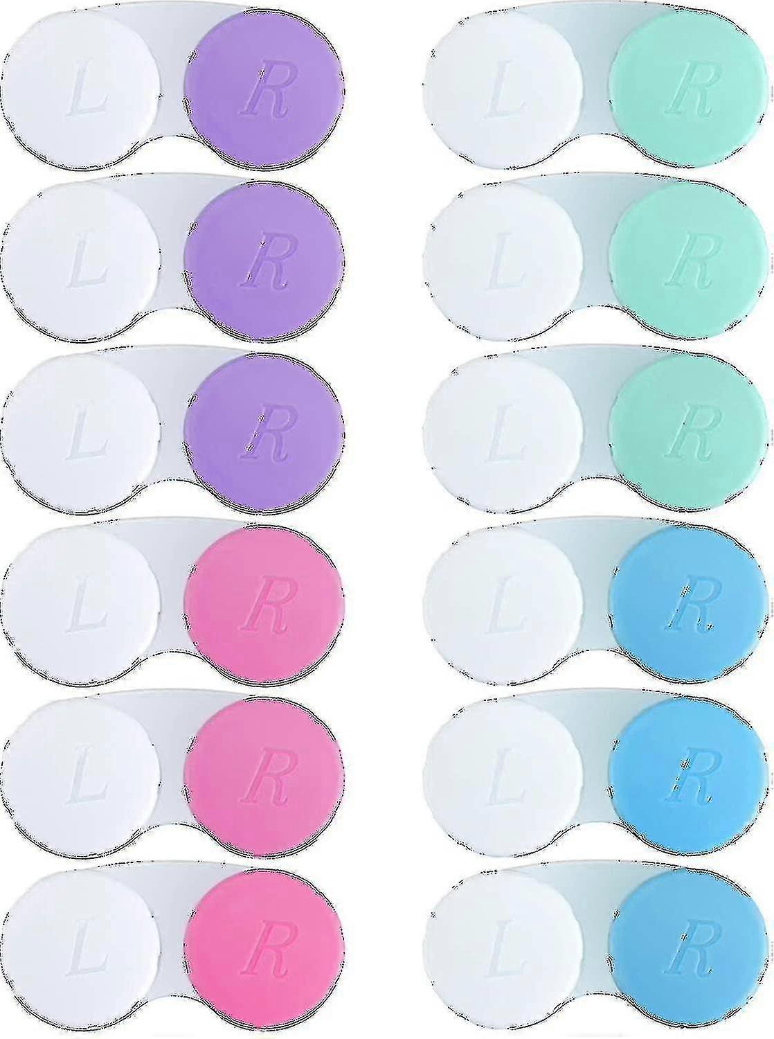 12pcs Contact Lens Case, Colorful Contact Lens Box Left/right Eyes Holder Container