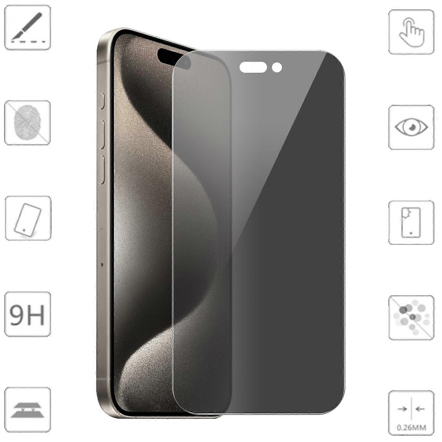 For Apple iPhone 16 Pro Max 2x 2.5D 0.26mm Privacy Protector H9 Tempered Glass