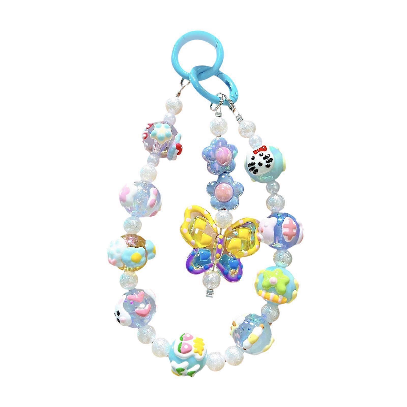 Beaded Phone Charm Phone Chain Key Chain Phone Lanyard Phone Strap Bag Charm Blue