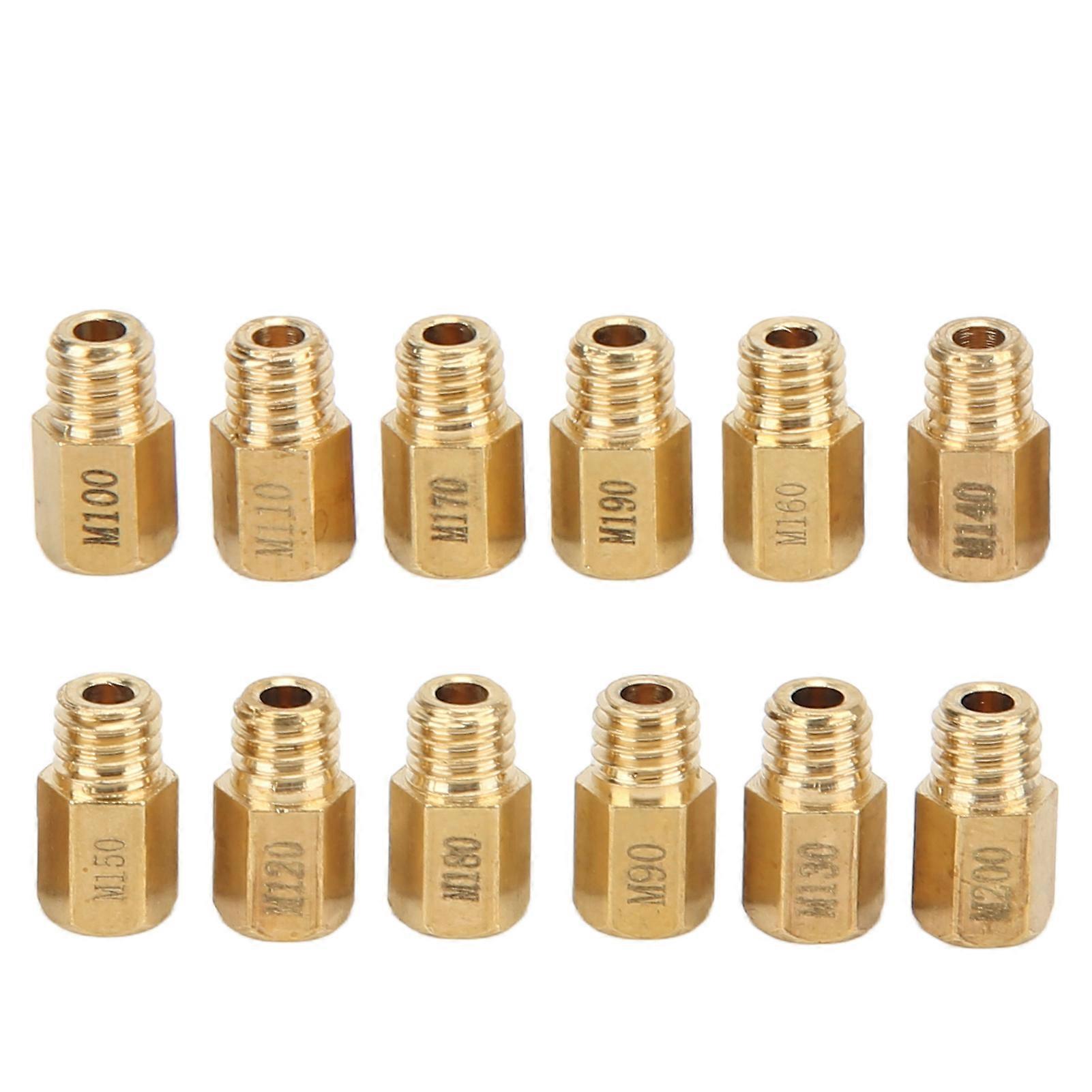 12pcs Carburetor Main Jet Kit 90200 Metal Gold Sturdy Carb Nozzles for Mikuni VM TM TMX
