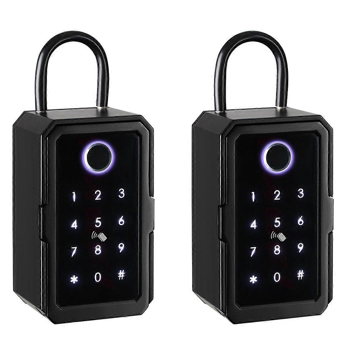 2X Key Cabinet with Code, Key Safe for Outdoor/Indoor Key Safe Fingerprint for Home/Garage/Office (