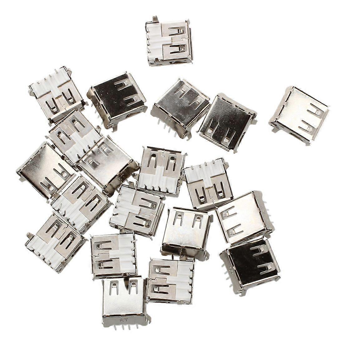 20 piezas USB hembra tipo A 4 pines DIP conector de enchufe en ángulo recto