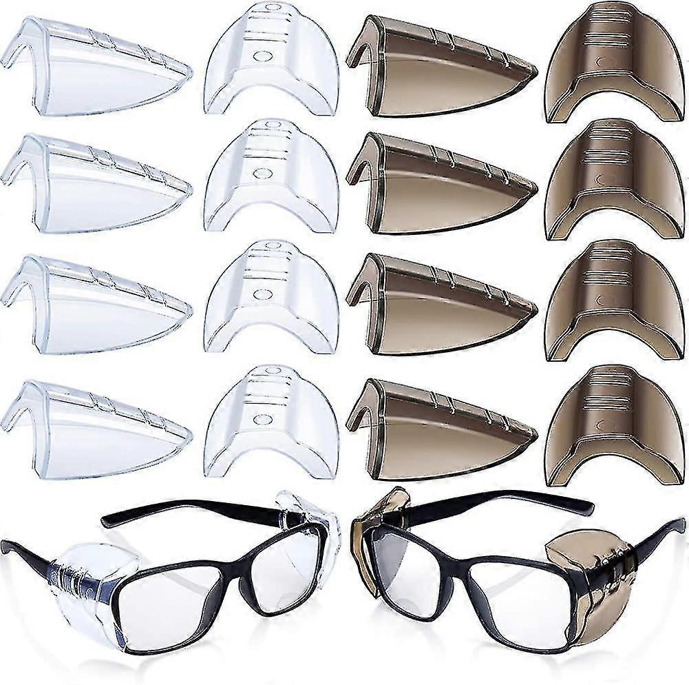 8 Pairs Safety Eye Glasses Side Protection Slip Clear Flexible Slip Shield
