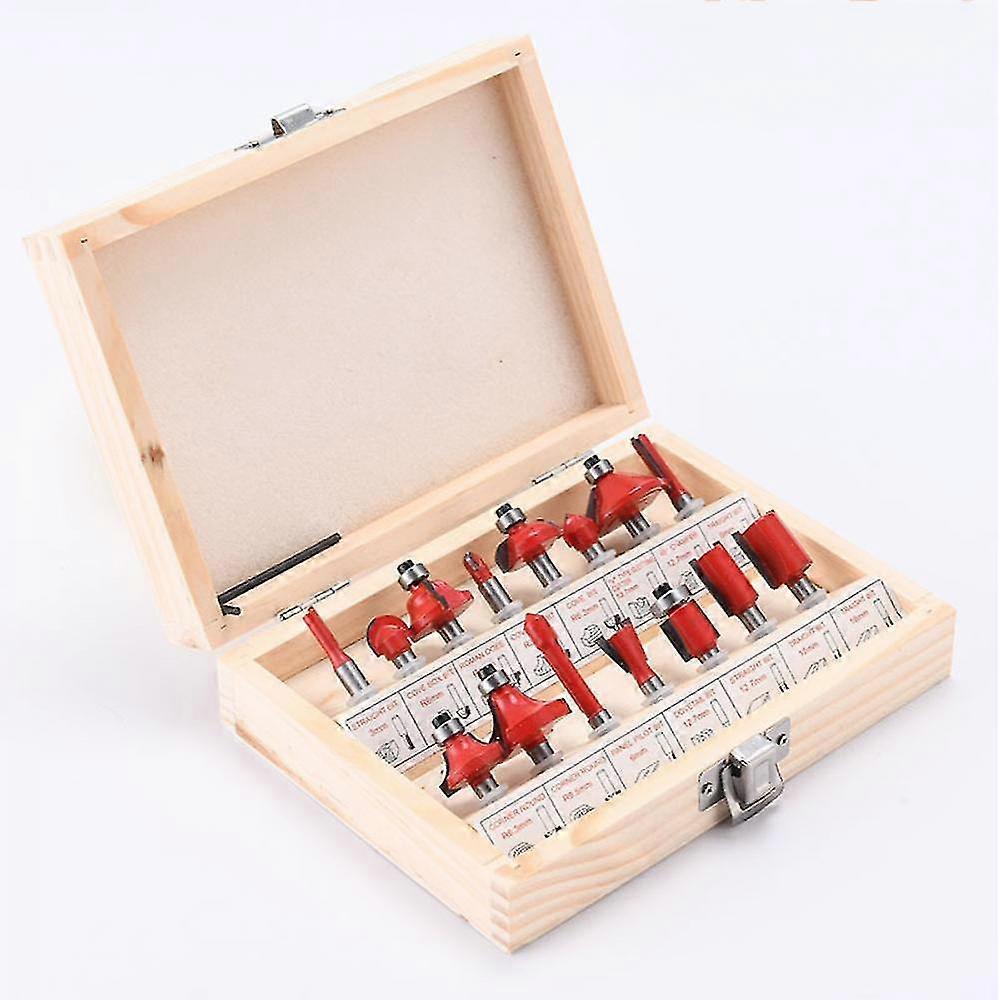 1/4 En Carbure Avec Manche En Bois Fraise Set Outils Bois Cutter Vinaigrette Formant Fraise - Jeu De 1/4*15 (6,35 Mm)