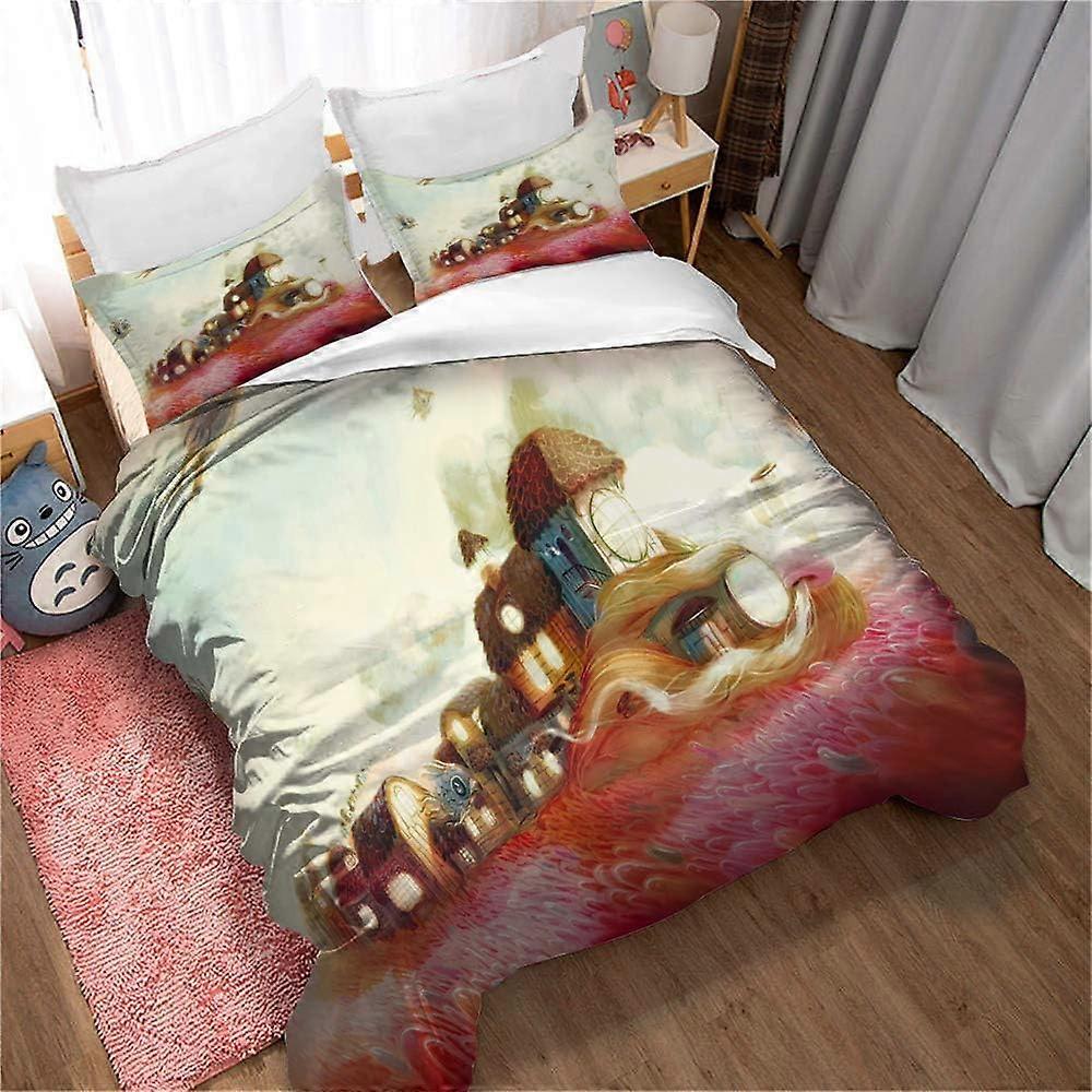 Anime Fairy Tale Flannel Duvet Cover Comforter Set Breathable