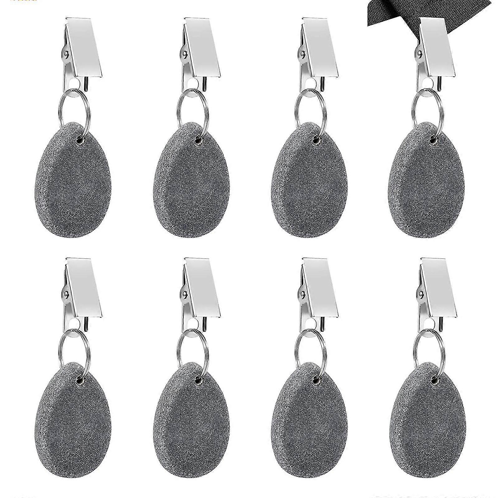 8pcsStone Tablecloth Weights with Clamp, Natural Marble, Gray