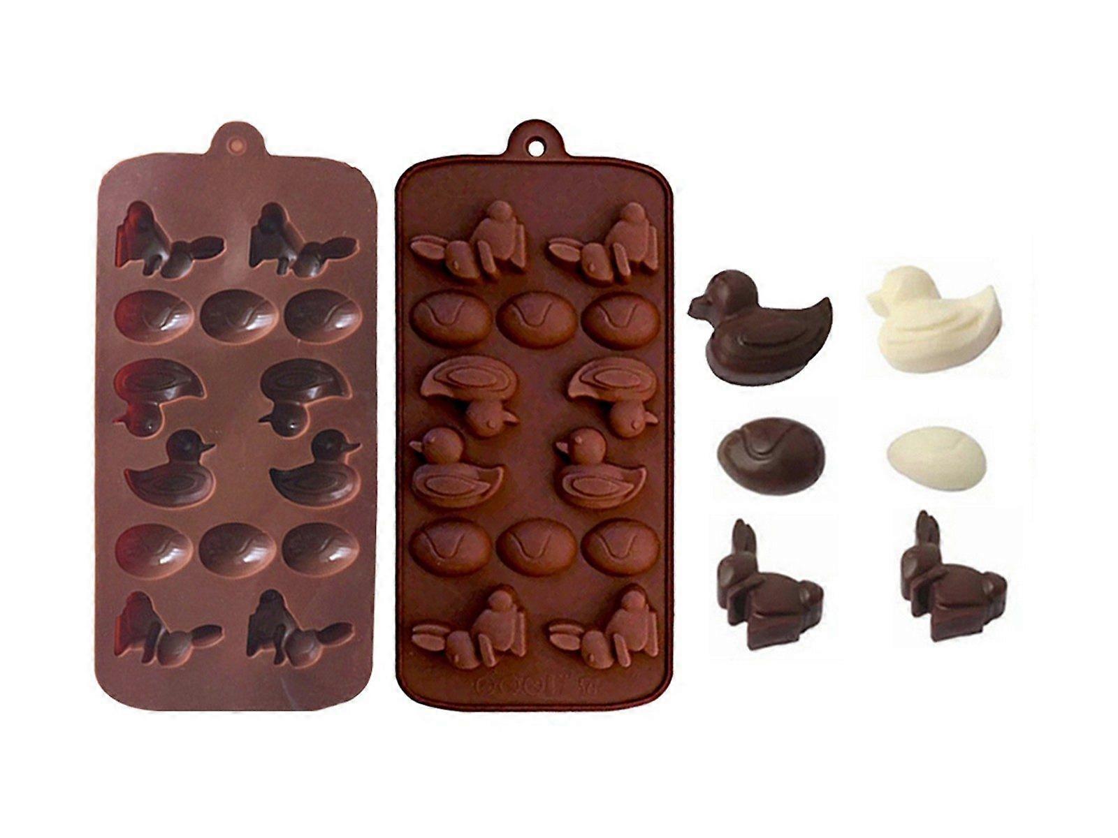 2Pcs Duck Bunny Egg Silicone Chocolate Molds Ice Cube Mold Tray