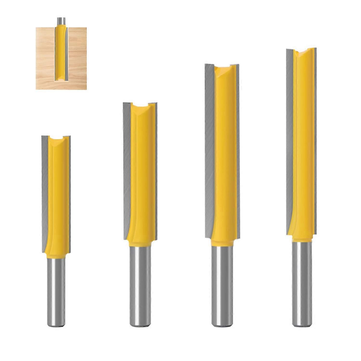 4 Pieces 8mm Shank Router Bit, Straight Router Bit, Woodworking Router Bit, Extra Long Router Bit, Carbide Router Bits Carpentry Router Bit, for Woodw