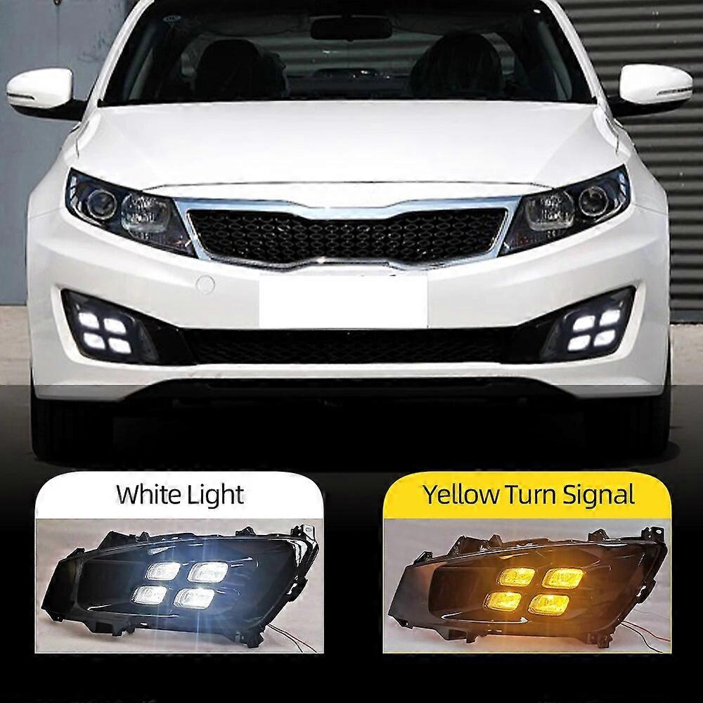 Car DRL For Kia Optima K5 2010 2011 2012 2013 LED daytime running lights yellow turn signal Front Bumper Fog Lamp Assembly