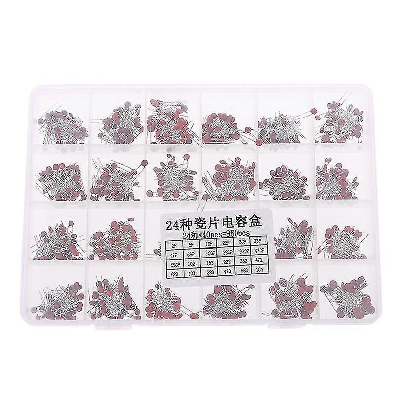 960pcs 50v Ceramic Capacitor Assorted Kit 24 Value Electronic Components Package