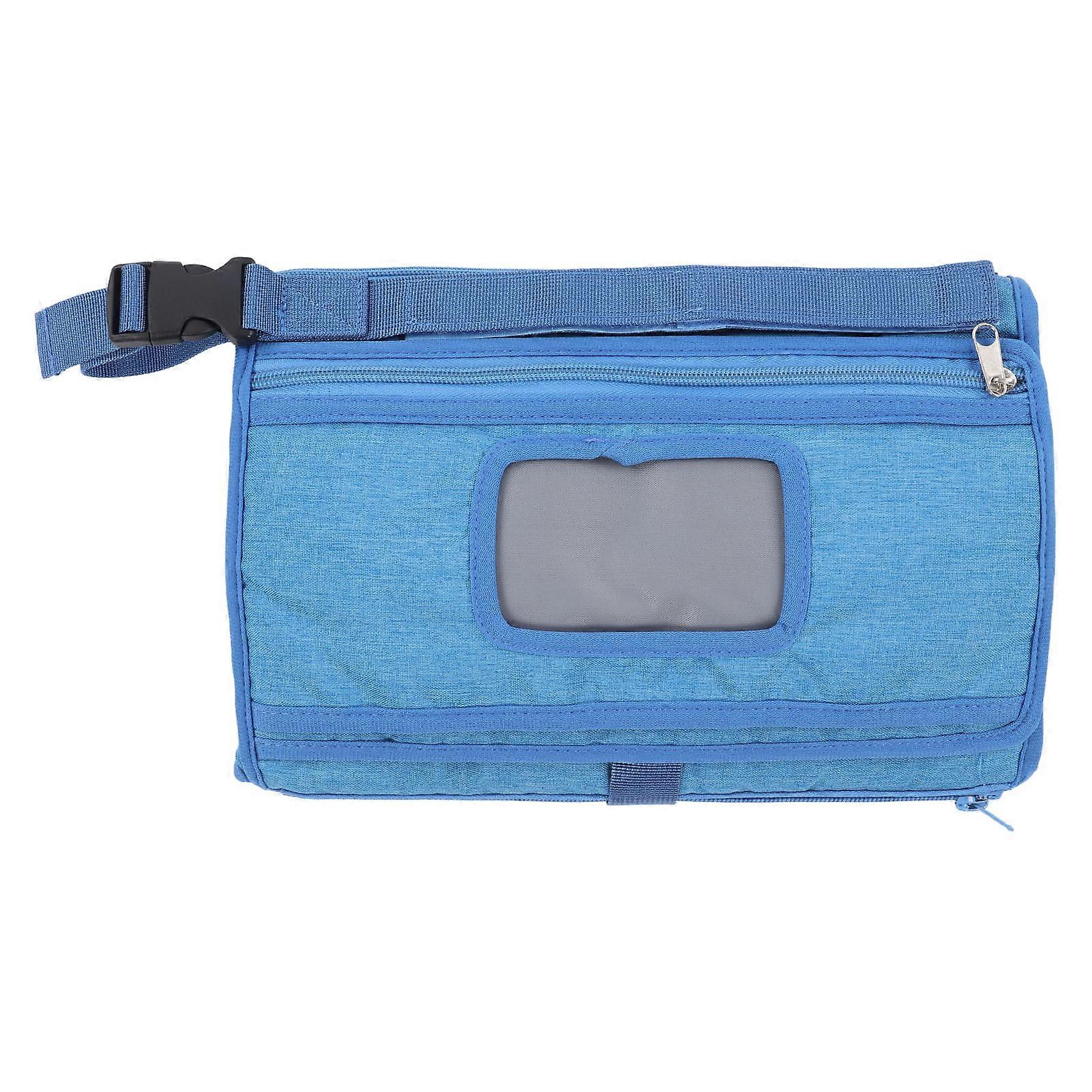 Baby Portable Nappy Changing Mat Large Storage Capacity Foldable Pillow Waterproof Infant Travel Changing Mat Blue