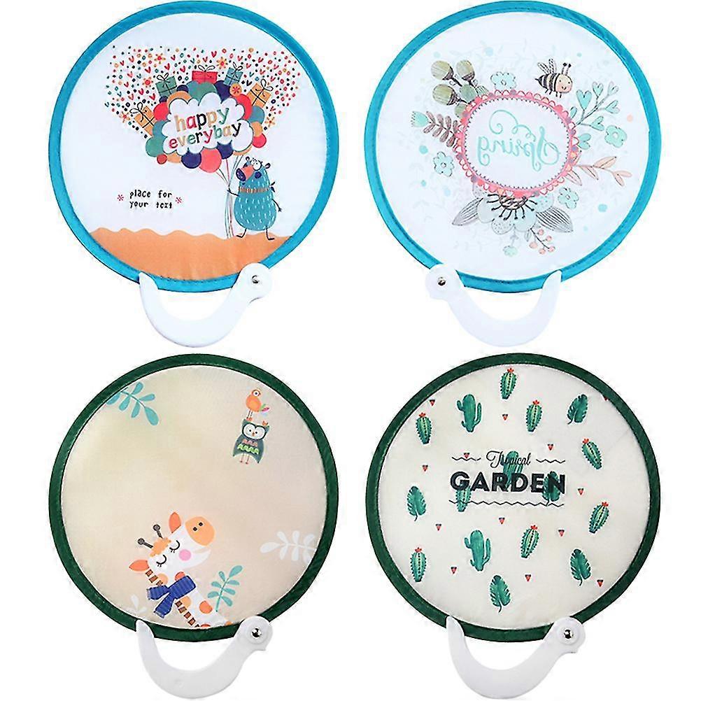 4 قطع المراوح المحمولة مروحة قابلة للطي للأطفال مروحة صغيرة قابلة للطي مروحة مستديرة مروحة يدوية قابلة للطي مروحة يد للأطفال مروحة قابلة للطي