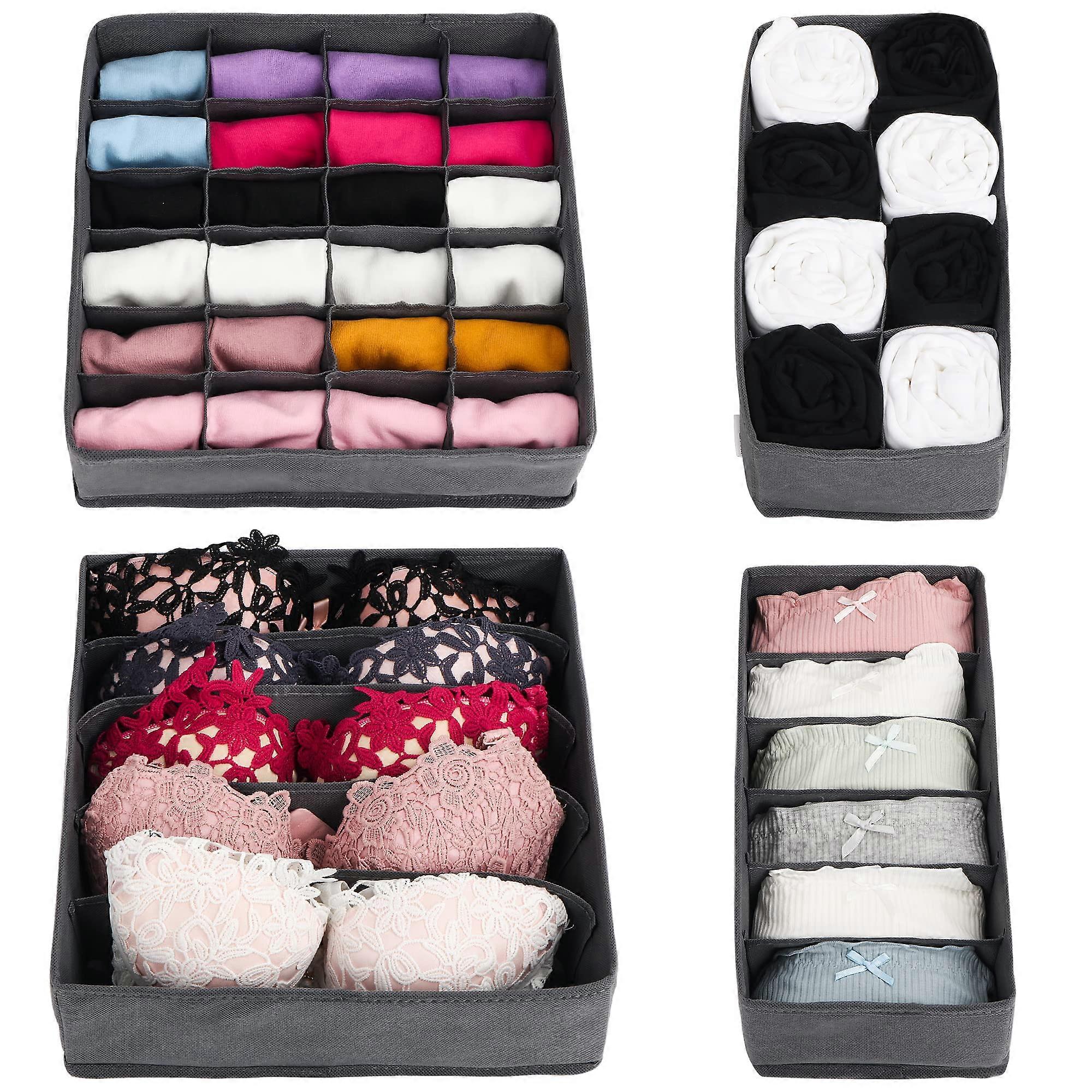 Drawer Organisers Pack of 4 - Foldable Storage Boxes for Socks, Tie, Shirts And drawer dividers For Baby Clothes