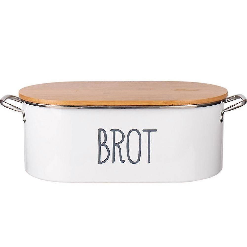 Bread Box Metal Bread Storage Box With Bamboo Cover As Cutting Board Kitchen Storage Container Suit