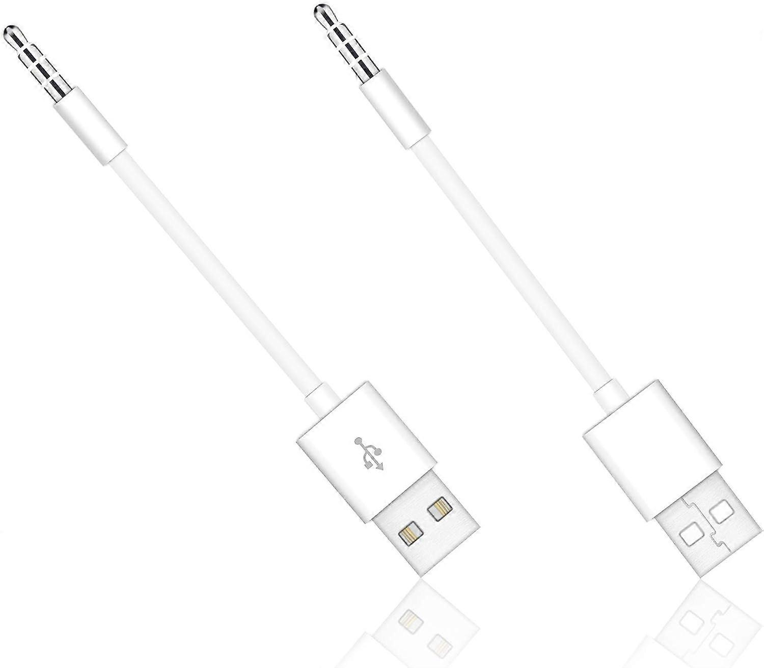 USB Cable, 4.1 Inch Length, 3.5mm 2 in 1 USB Charger and Sync Data Cable for Apple iPod Shuffle 3rd, 4th, 5th, 6th, 7th Generation (2 Packs-White)