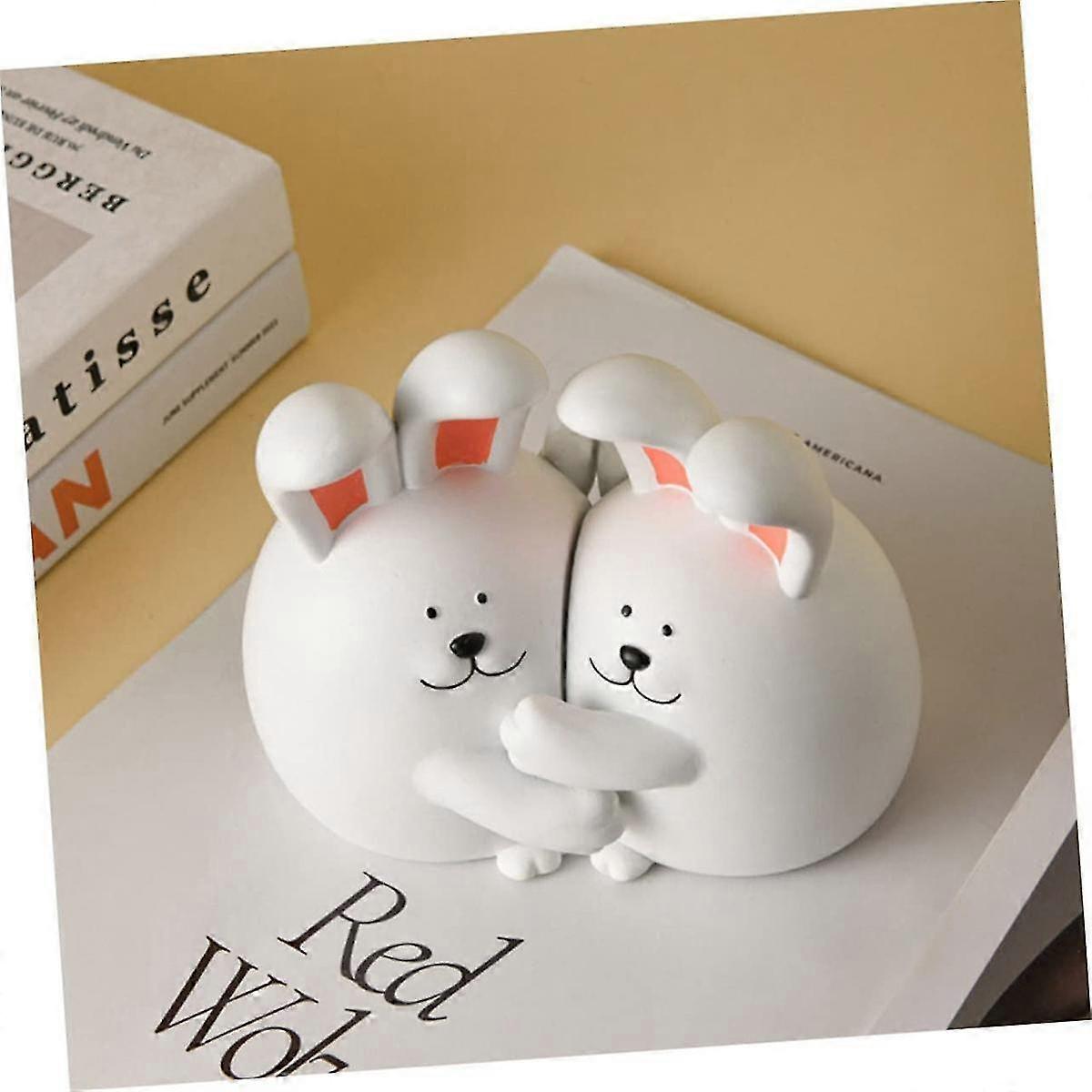 1Pcs Hug Rabbit Bookend Rabbit Book Stand Crafted Book Ends Bookends Holders Animal