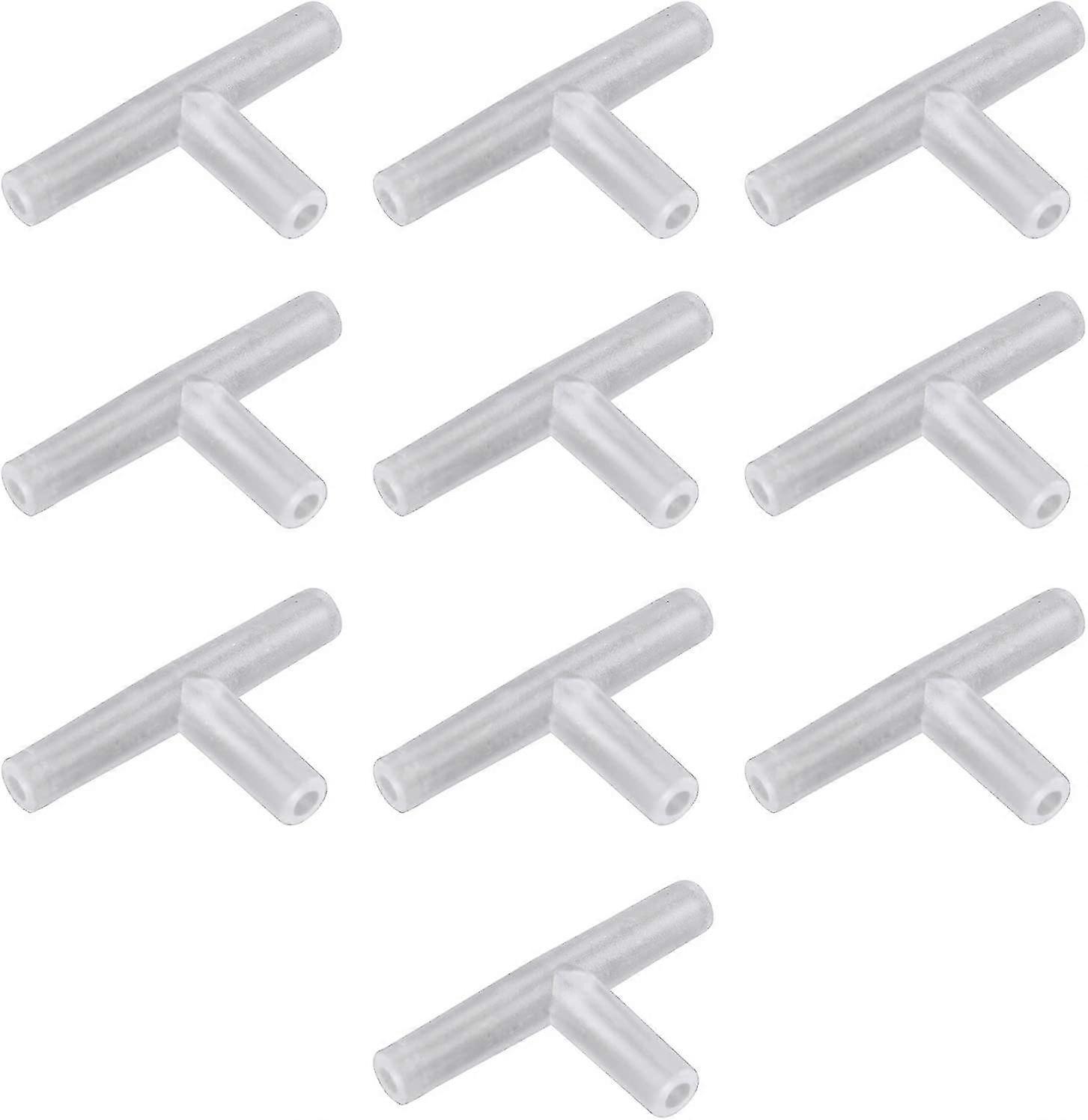 10pcs Heilwiy 4mm 3 Way Aquarium Clear Plastic Connectors
