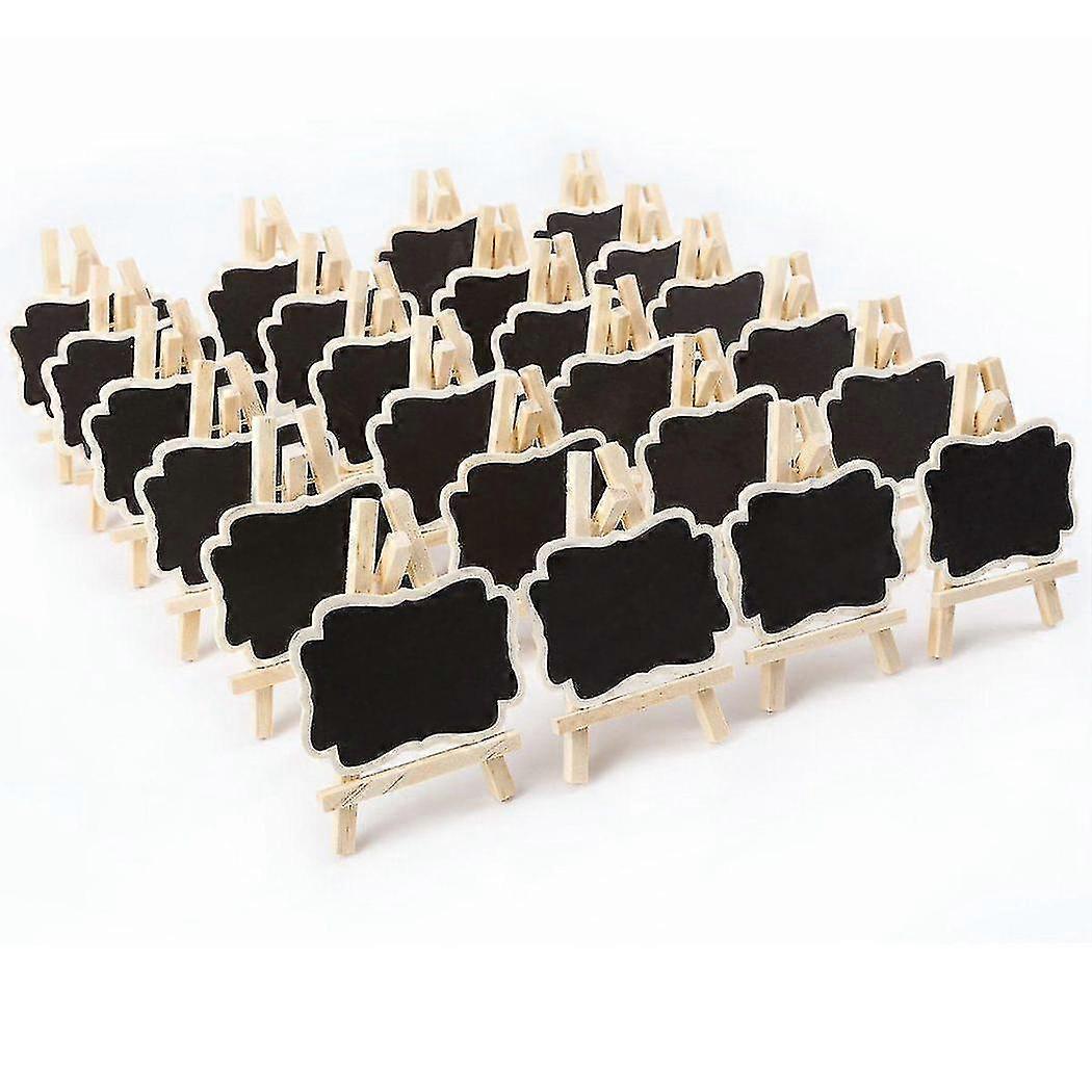 24 Pcs Mini Wooden Blackboard Message Rectangular Slate Board Cards Memo Label Signs Price Digit Ta