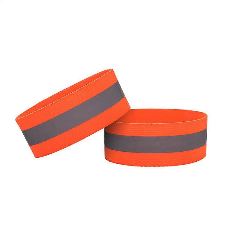 2pcs Reflective Band Armband Reflective Elastic Armbands Wristbands High Visibility Armbands for Running, Cycling, Dog, Walking, Jogging,35*4cm,Orang
