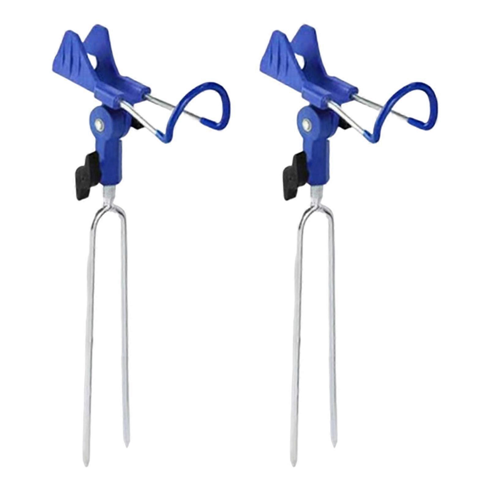 2Pcs canne à pêche support extérieur réglable support bleu