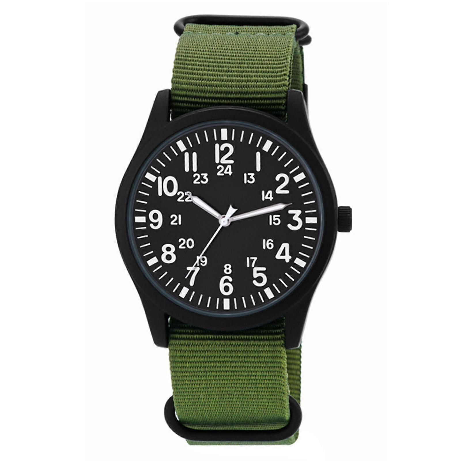 Quartz Watch Nylon Strap Quartz Movement Luminous Hands for Work  Green