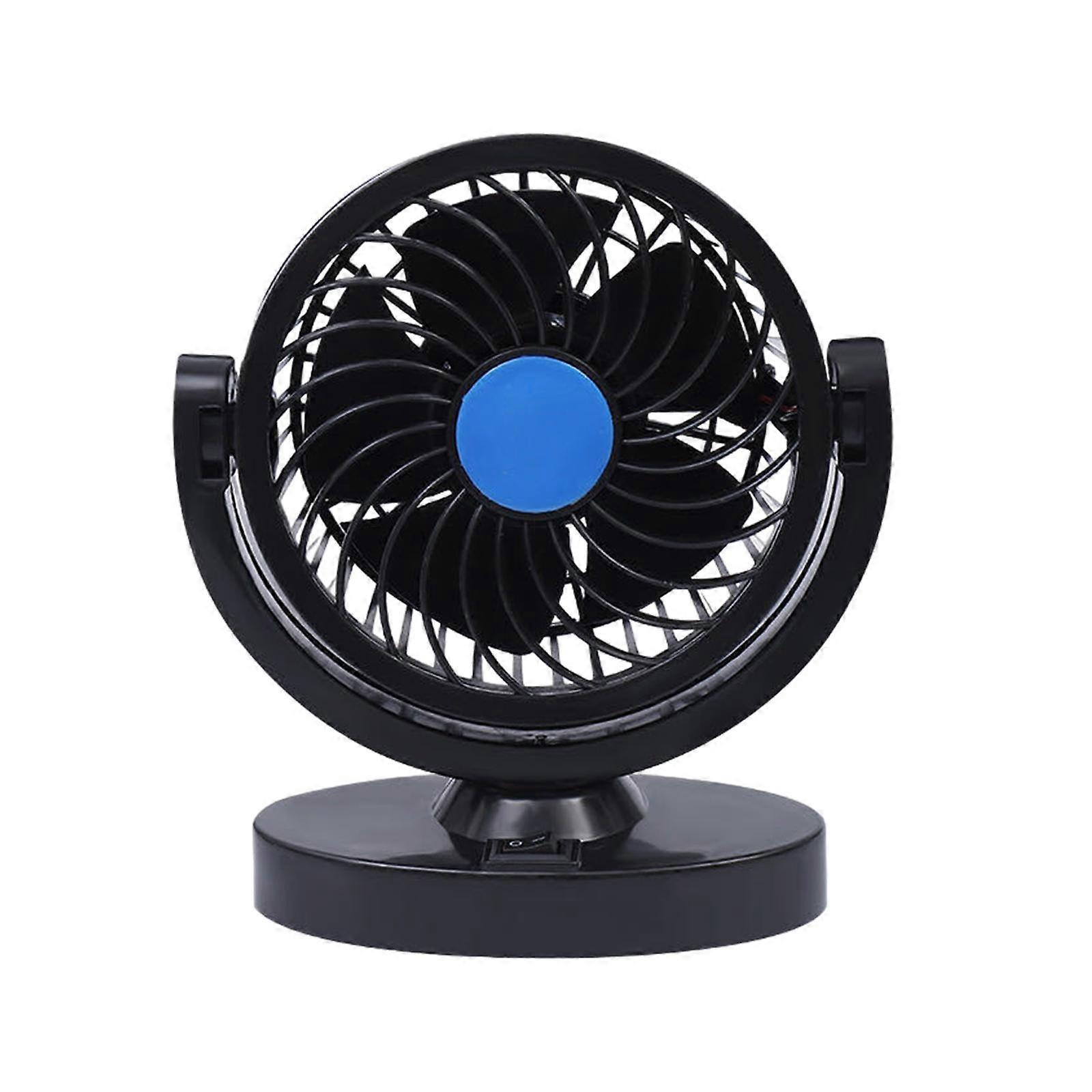 Car Fan Air Circulator with 2 Speeds Portable Fan for Sedan RV Car Dashboard Single Head 12V Blue