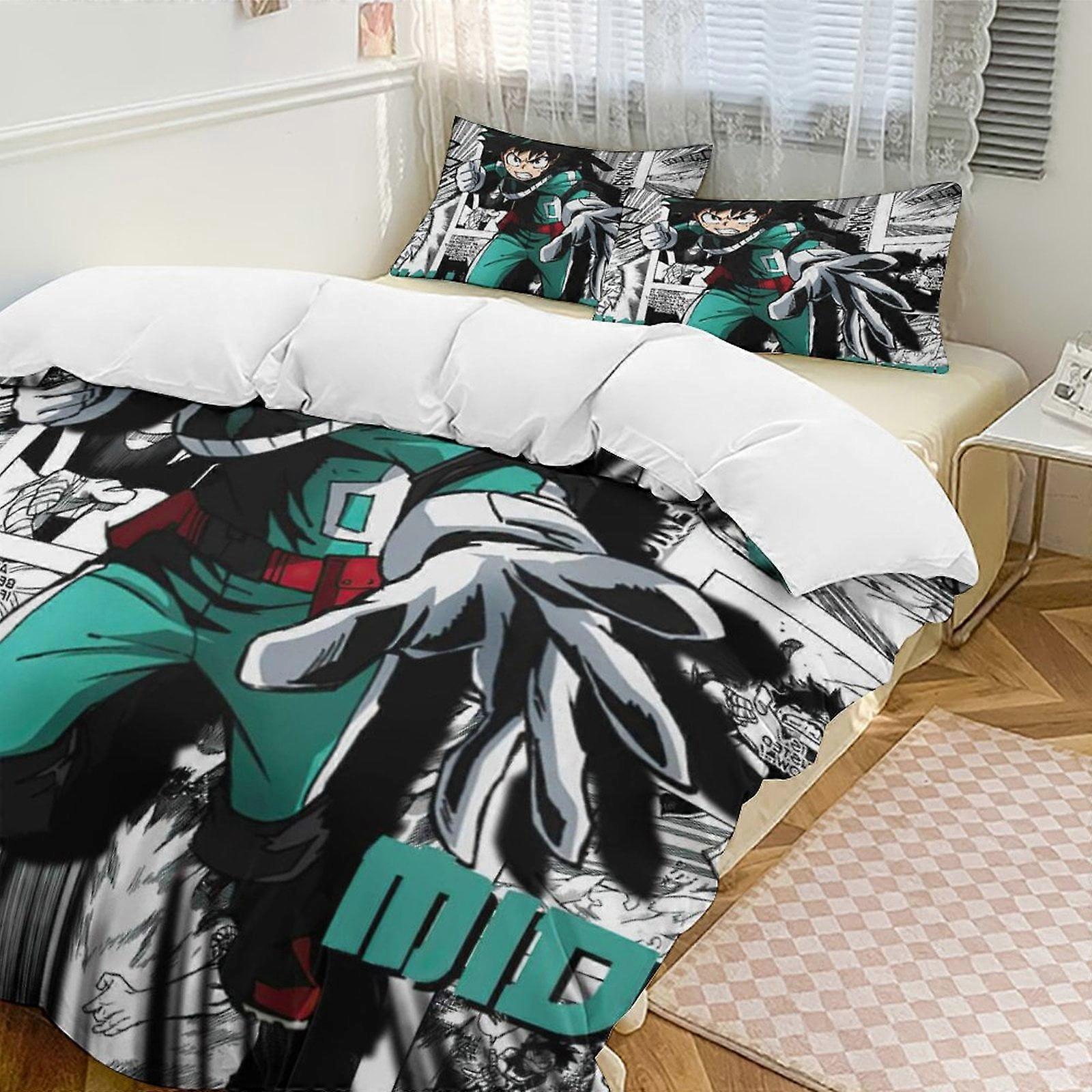 Zm551 My Hero Academia طقم مفروشات كرتوني مريح وخفيف الوزن من 3 قطع (متوفر بأحجام متعددة) Lc551