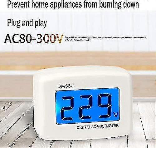 220v blå bakgrunnsbelysning digital lcd voltmeter panel spenning tester eu plugg dm55-1 ac 80-300v