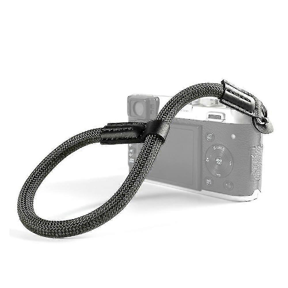 Camera Adjustable Rope Wrist Strap With Leather End With Electroplated