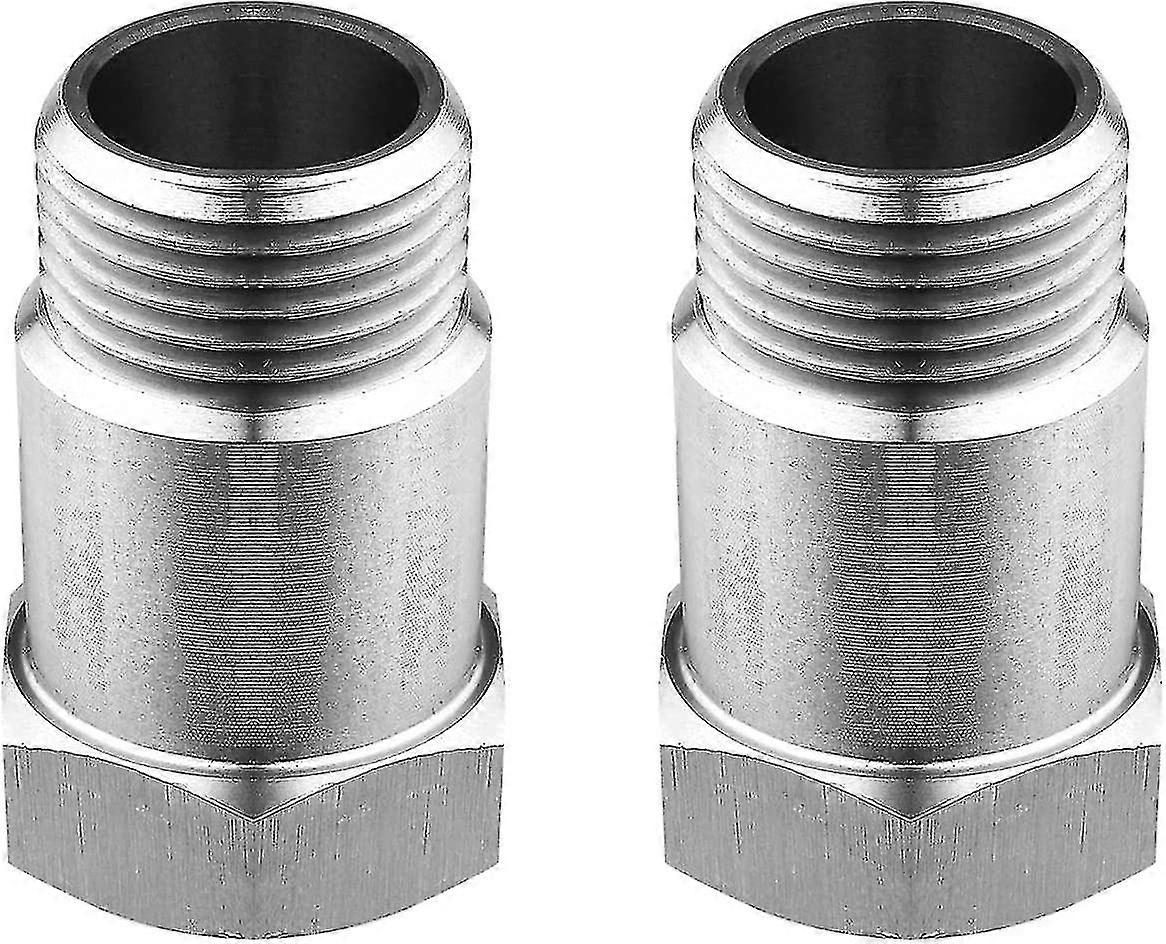 Threaded Adapter 304 Stainless Steel Welding Plug Mounting Accessories Sensor Decontaminator Adapter Straight Thread Connector (silver) (2pcs)