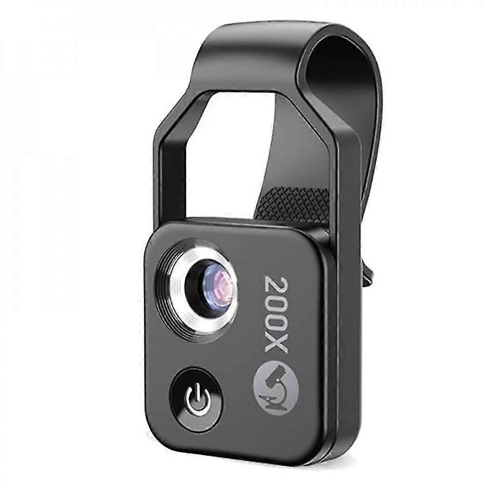 200X Cell Phone Microscope Accessory with CPL Lens, Portable Mini Digital Microscope with LED Light/Universal Clip NAG