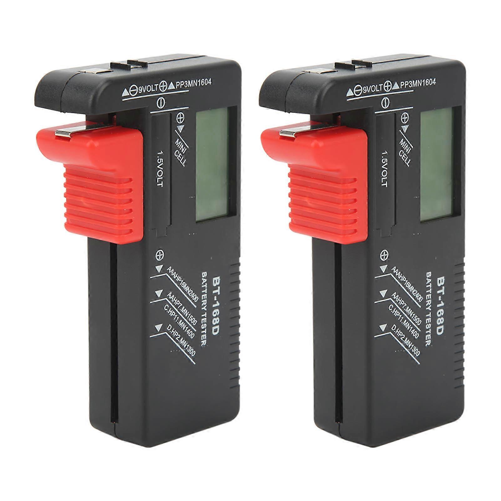 Battery Capacity Tester Meter for AA AAA 9V 1.5V Digital Display Tool 2Pcs