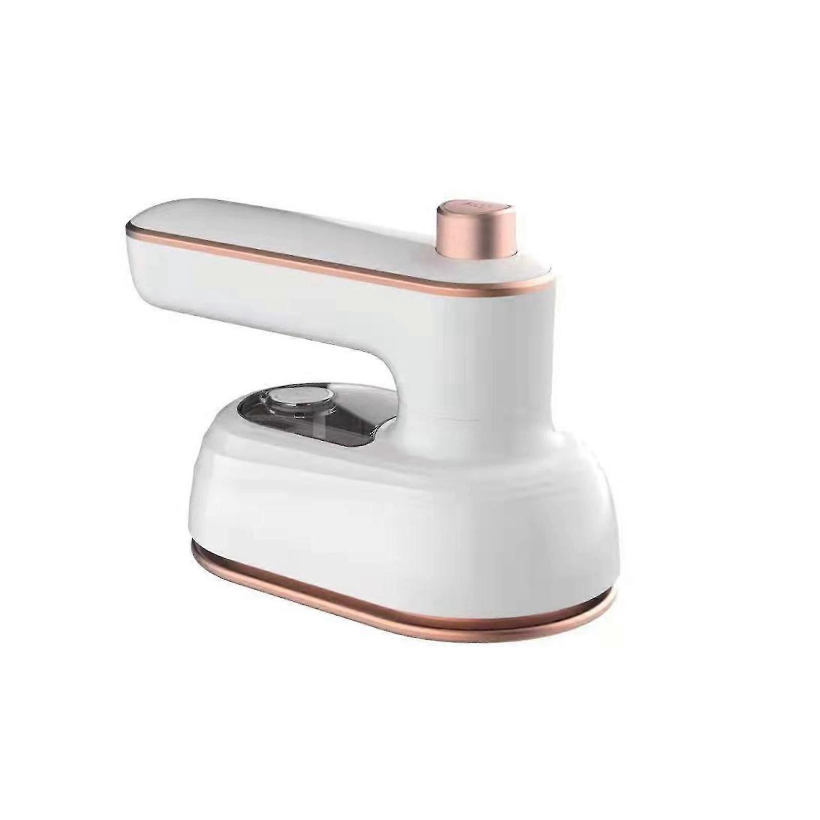 Foldable Mini Ironing Machine with Rotatable Titanium Base Plate - Anti-Scald Silicone Handheld Steam Iron for Travel (White, EU Plug 220V)