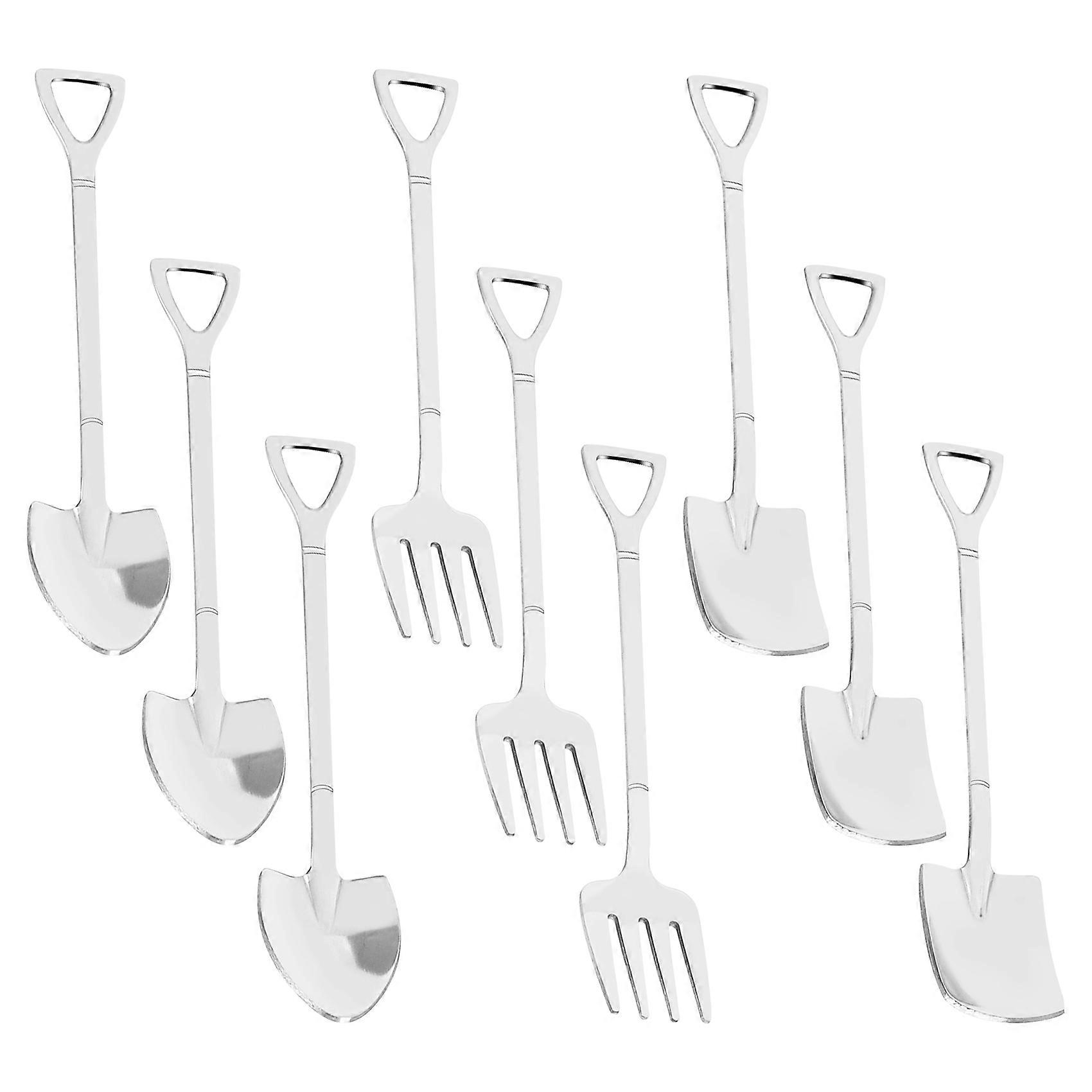 9 Pieces Shovel Spoon Fork Shovel Coffee Spoon Shovel Handle Dessert Spoon Ice Cream Spoon Shovel S