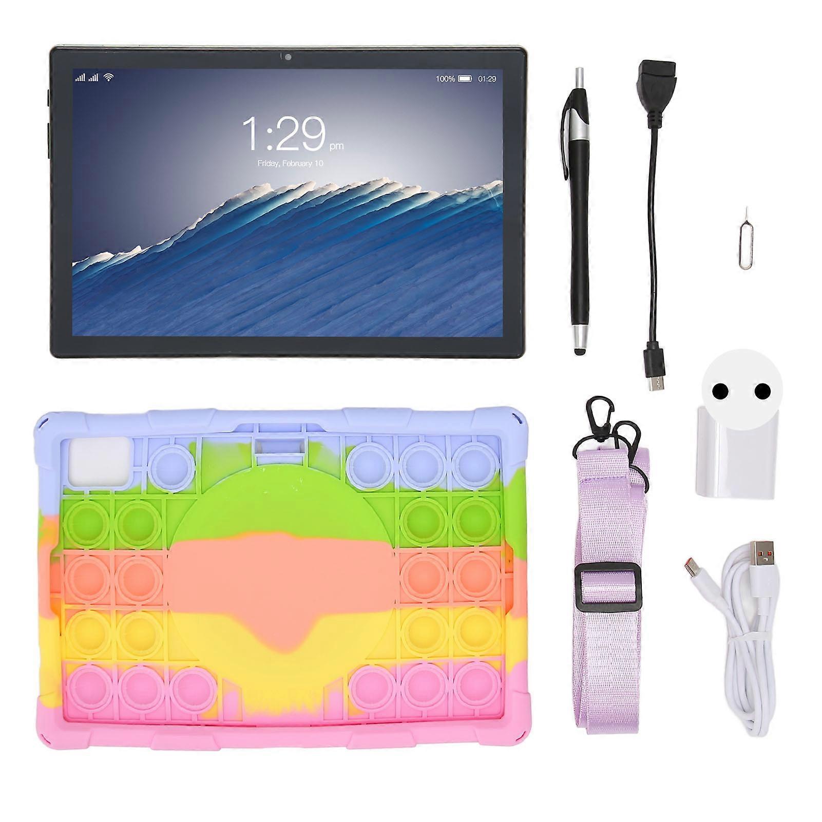 HUIJI 10.1 Inch Tablet for Android 12 with Protective Case 8GB 256GB 5G WIFI Octa Core Processor 16MP Camera HD Tablet 100240V EU Plug