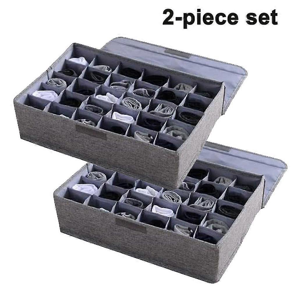 2pcs Underwear Socks Storage Organizer With Lids Foldable Closet