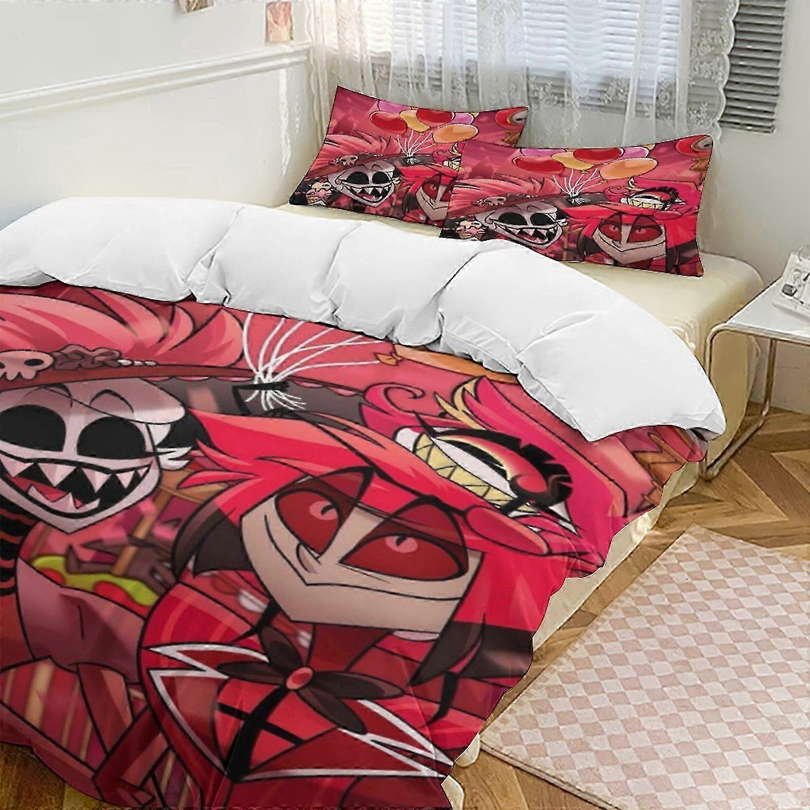 o1718 ملاءات سرير فندق Hazbin Down غطاء لحاف طقم مفروشات ستوكات ، (1 غطاء لحاف و 2 غطاء وسادة) ملاءات سرير FG1718